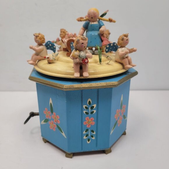 VTG Geschwister Steinbach Thorens German Music Box w/Angels Made In Switzerland - Picture 1 of 7